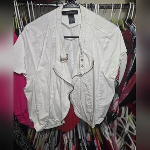 Ashley stewart Crop White Moto Jacket Short Sleeve Size 20